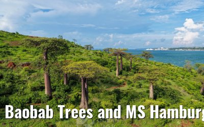 Baobab Trees and MS Hamburg Antsiranana, Madagascar