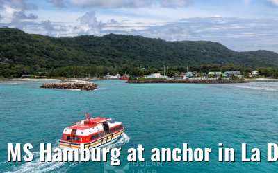 MS Hamburg at anchor in La Digue, Seychelles 24.02.2026