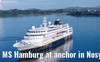 MS Hamburg at anchor in Nosy Be, Madagascar