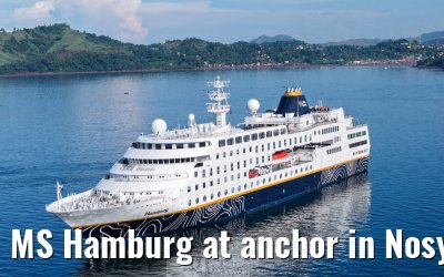 MS Hamburg at anchor in Nosy Be, Madagascar