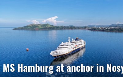 MS Hamburg at anchor in Nosy Be, Madagascar