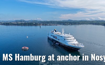 MS Hamburg at anchor in Nosy Be, Madagascar