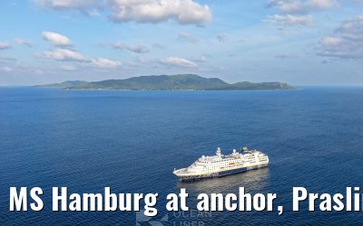 MS Hamburg at anchor, Praslin 23.02.2026