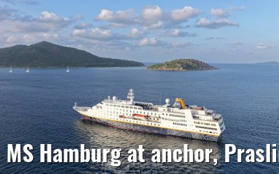 MS Hamburg at anchor, Praslin 23.02.2026