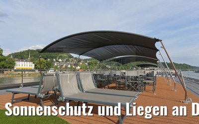Sonnenschutz und Liegen an Deck MS Anesha
