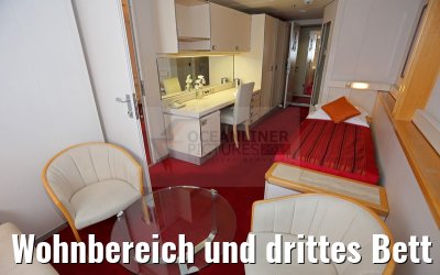 Wohnbereich und drittes Bett Suite 437 Ocean Diamond