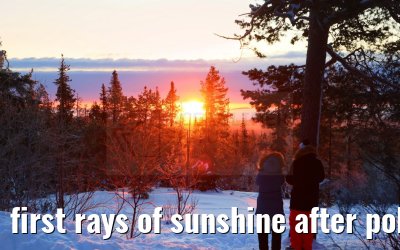 first rays of sunshine after polar nights Äkäslompolo 01.01.2025