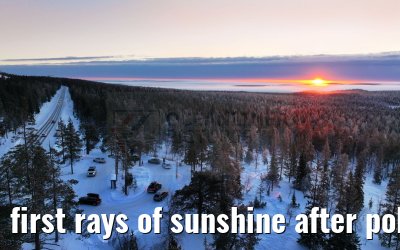 first rays of sunshine after polar nights Äkäslompolo 01.01.2025