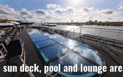 sun deck, pool and lounge area
