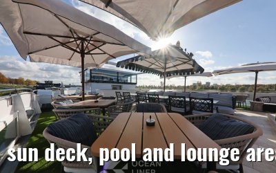 sun deck, pool and lounge area