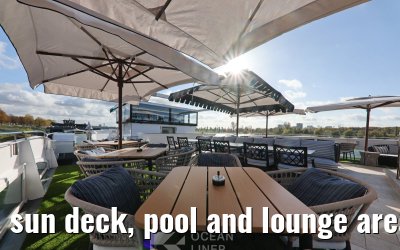 sun deck, pool and lounge area