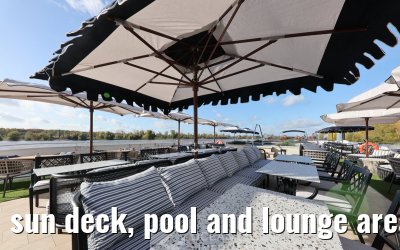 sun deck, pool and lounge area
