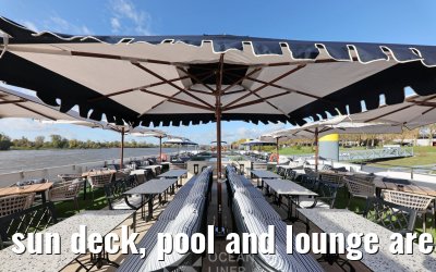 sun deck, pool and lounge area