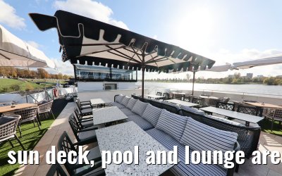 sun deck, pool and lounge area
