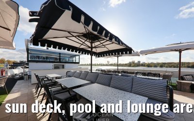 sun deck, pool and lounge area