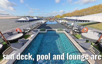 sun deck, pool and lounge area