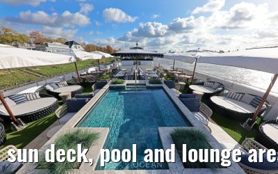 sun deck, pool and lounge area