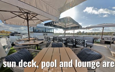 sun deck, pool and lounge area