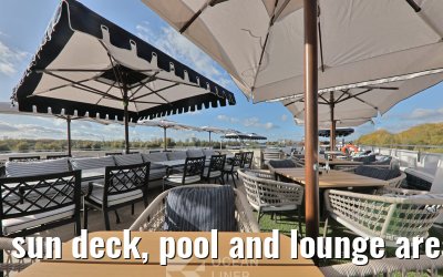 sun deck, pool and lounge area