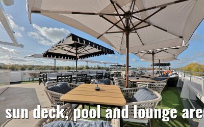 sun deck, pool and lounge area