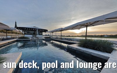 sun deck, pool and lounge area