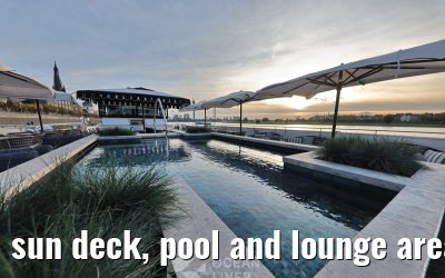 sun deck, pool and lounge area