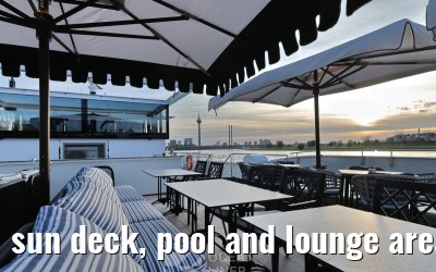 sun deck, pool and lounge area