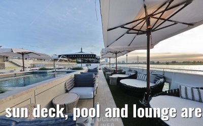 sun deck, pool and lounge area