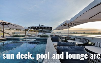 sun deck, pool and lounge area