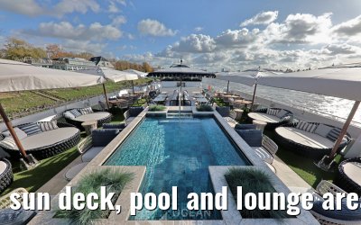sun deck, pool and lounge area