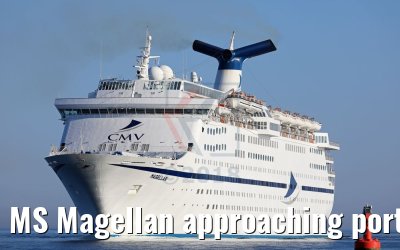 MS Magellan approaching port of Warnemuende 23.05.2018