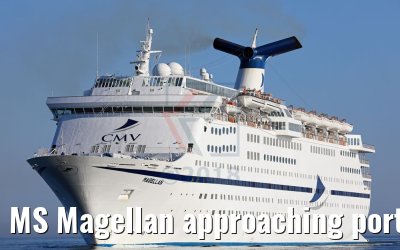 MS Magellan approaching port of Warnemuende 23.05.2018