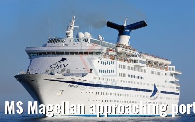 MS Magellan approaching port of Warnemuende 23.05.2018