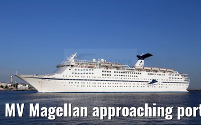 MV Magellan approaching port of Warnemünde, 19.08.2015