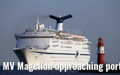 MV Magellan approaching port of Warnemünde, 19.08.2015