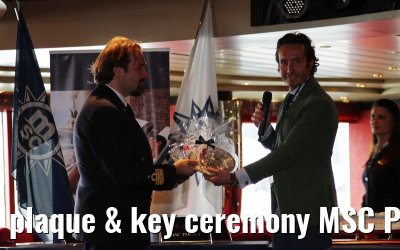 plaque & key ceremony MSC Poesia 11.05.2014 Warnemuende