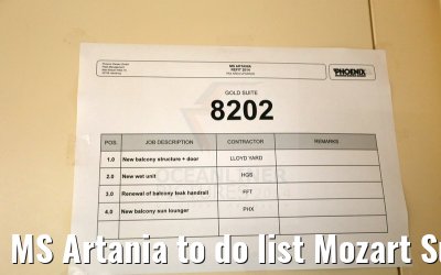 MS Artania to do list Mozart Suite 8202