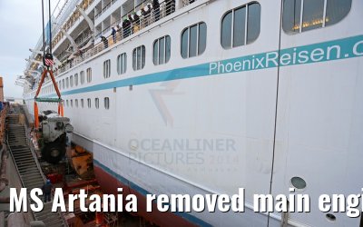 MS Artania removed main engine number 1 on 08.10.2014 