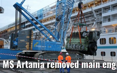 MS Artania removed main engine number 1 on 08.10.2014 