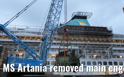 MS Artania removed main engine number 1 on 08.10.2014 