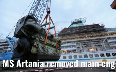 MS Artania removed main engine number 1 on 08.10.2014 