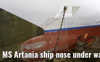 MS Artania ship nose under water