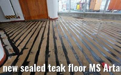 new sealed teak floor MS Artania 09.10.2014