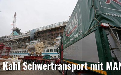 Kahl Schwertransport mit MAN TGX 41.680 und neuer MS Artania Motor am 23.10.2014