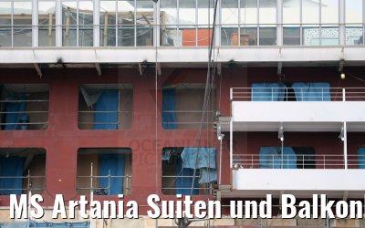 MS Artania Suiten und Balkonkabinen Installation neuer Balkone 23.10.2014