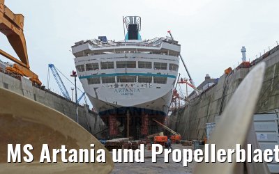 MS Artania und Propellerblaetter Lloyd Werft 23.10.2014