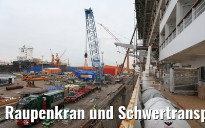 Raupenkran und Schwertransport mit Wartsila Motor MS Artania 23.10.2014