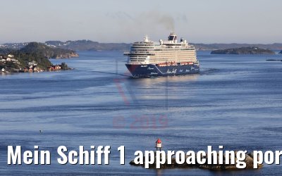 Mein Schiff 1 approaching port of Bergen, Norway 16.07.2019