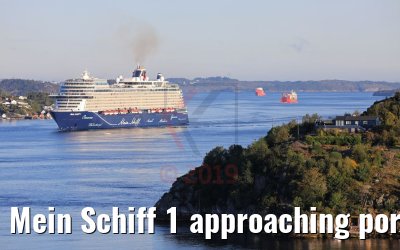 Mein Schiff 1 approaching port of Bergen, Norway 16.07.2019