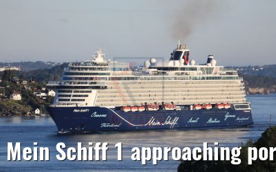 Mein Schiff 1 approaching port of Bergen, Norway 16.07.2019